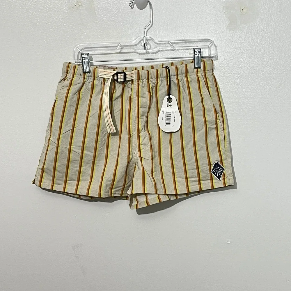 prAna Indio Heritage Shorts Mens XS Yarrow Orange Yellow Striped 1972521
